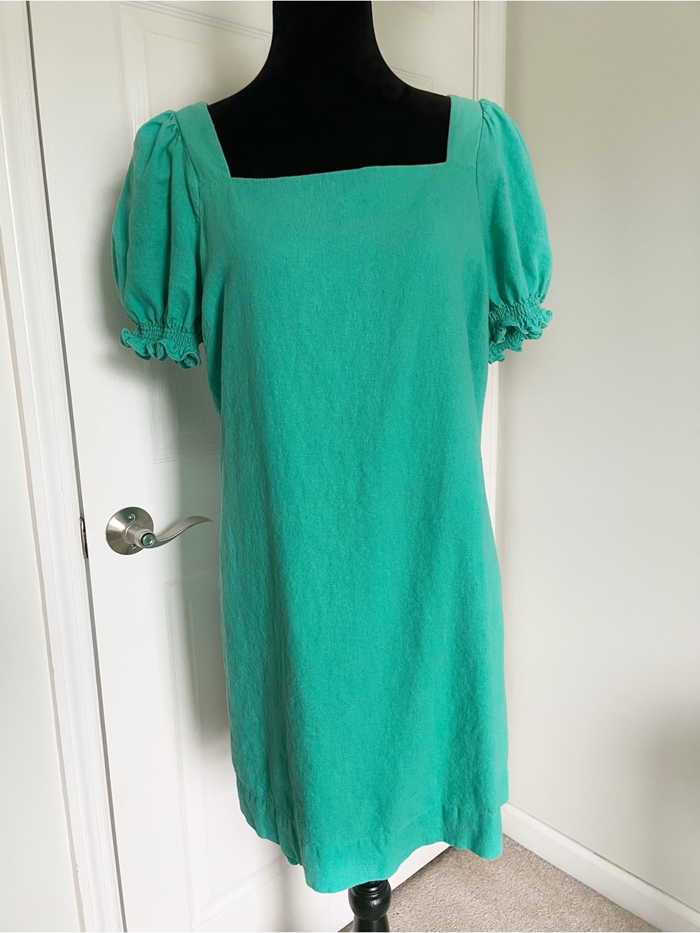 DRAPER JAMES Green Puff Sleeve Mini Dress Large
